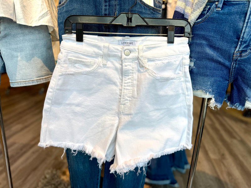 White fray shorts