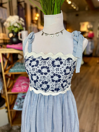 Floral lace stripe dress