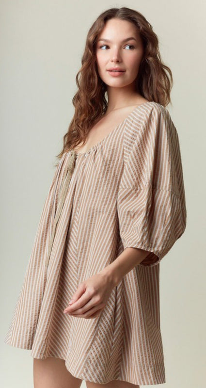Taupe stripe romper