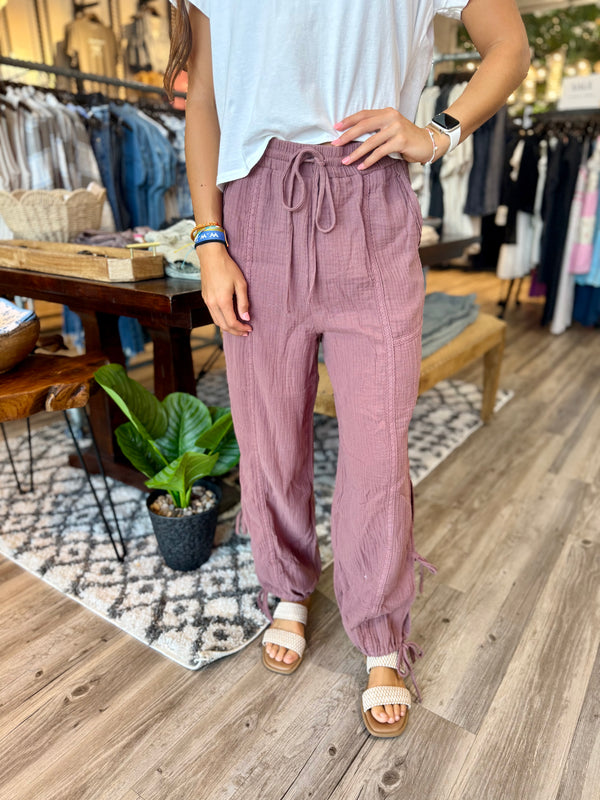 Mauve lace pants