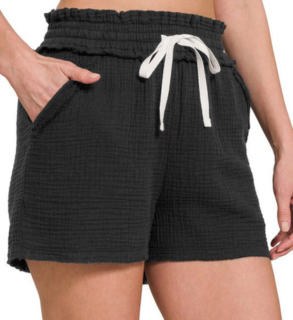 Black gauze shorts