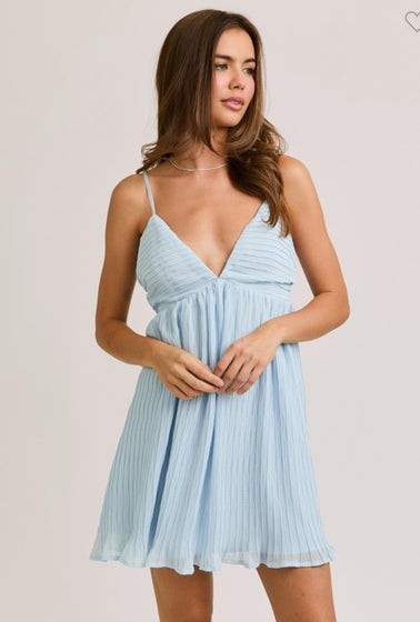Blue pleated dress