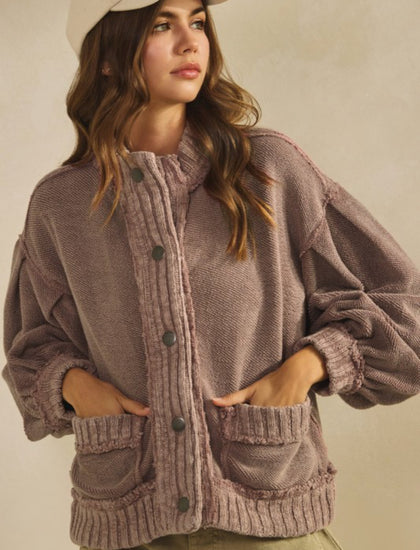 Ribbed trim cardigan