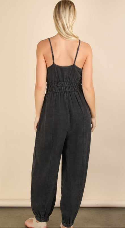 Black gauze jumpsuit