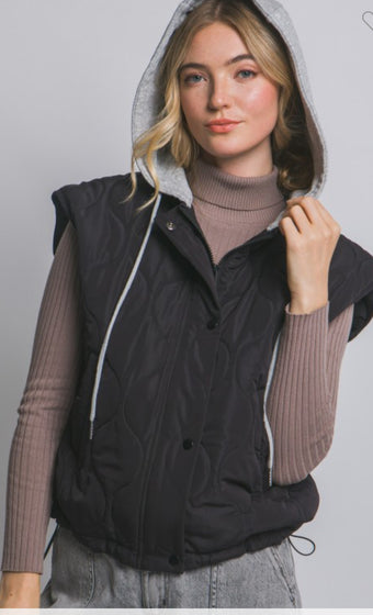 Quilted hood vest