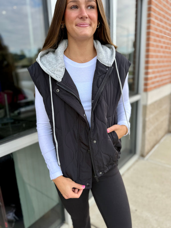 Quilted hood vest