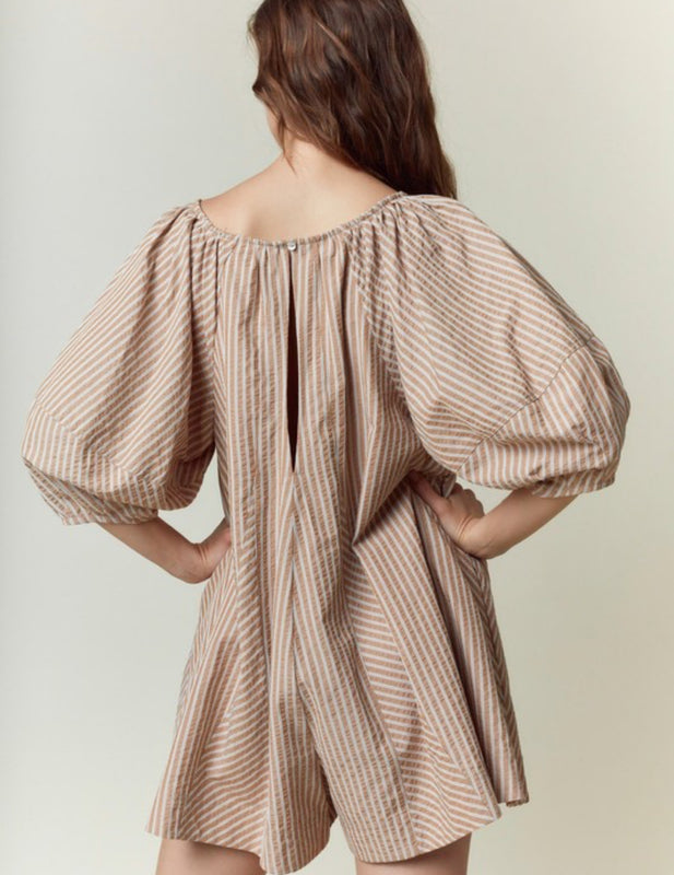 Taupe stripe romper