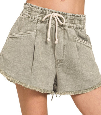 Fray drawstring shorts