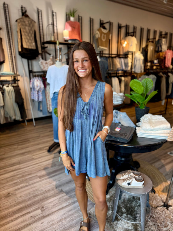 Pleated romper