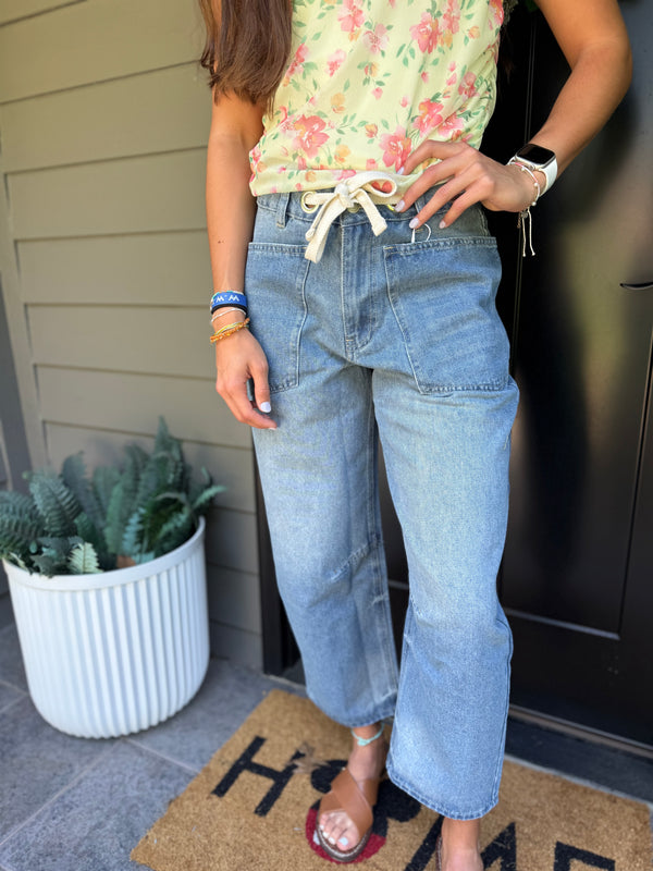 Indigo barrel jeans