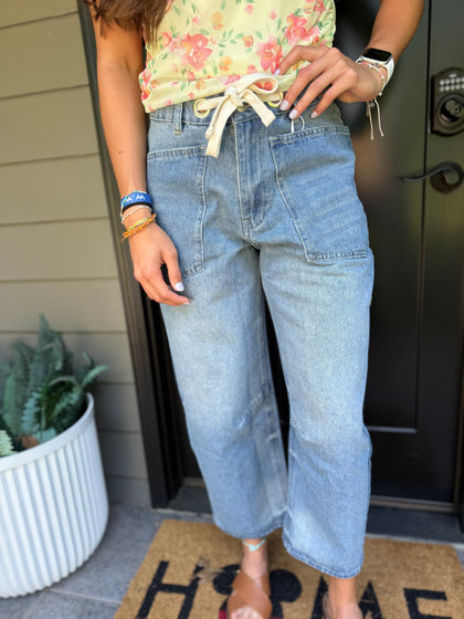 Indigo barrel jeans