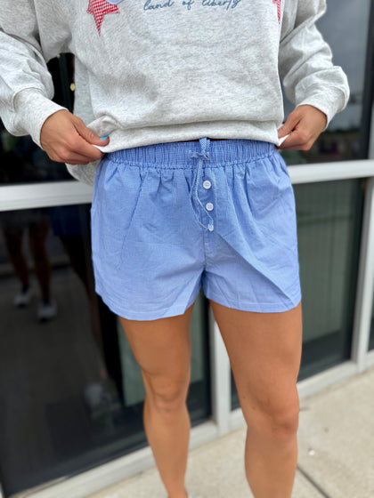 Blue checkered shorts