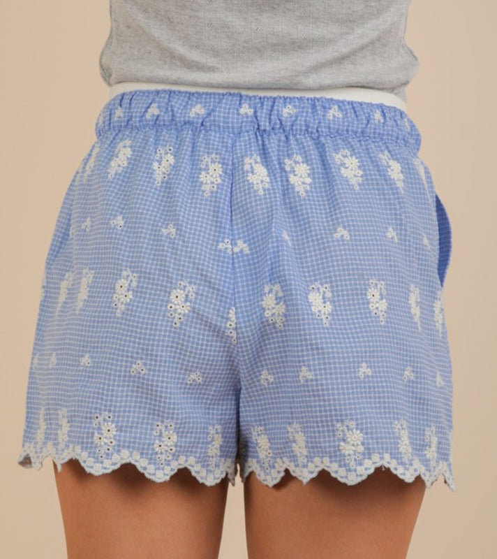 Blue eyelet shorts