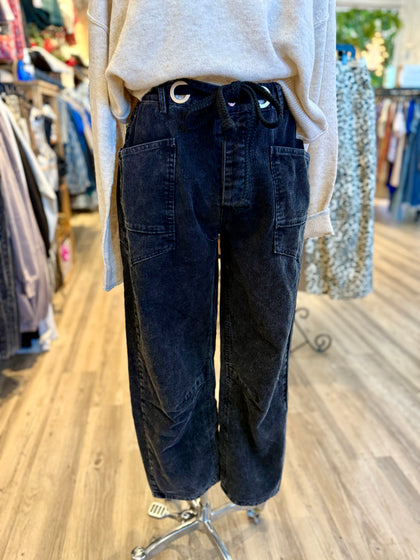 Black corduroy barrel