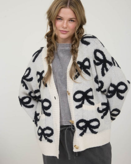 Black bow cardi