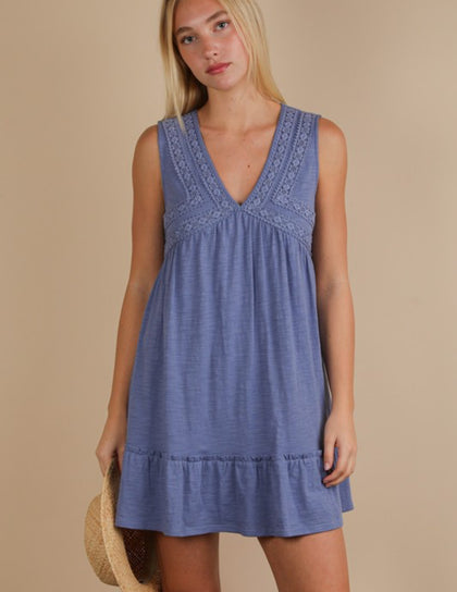 Blue v dress