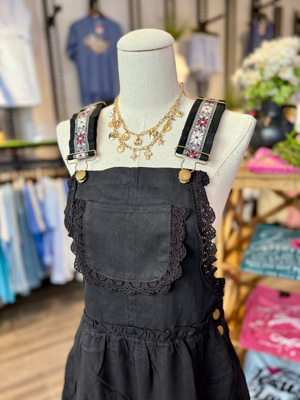 Black ruffle overall