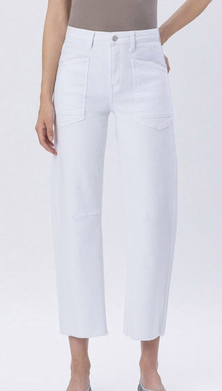 White barrel jeans