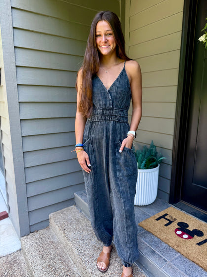Black gauze jumpsuit