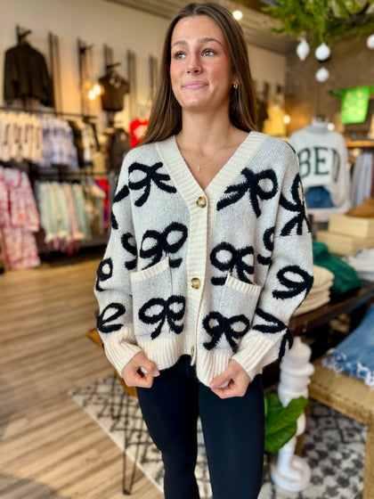 Black bow cardi