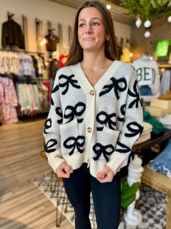 Black bow cardi