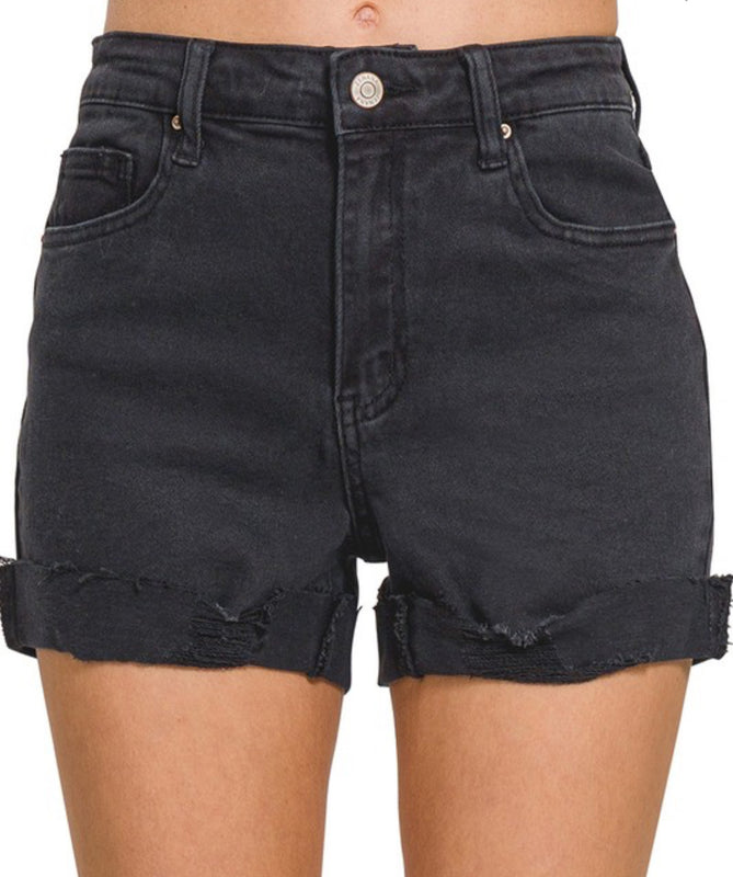 Black cuff shorts