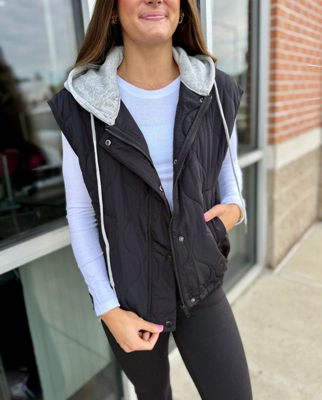 Quilted hood vest