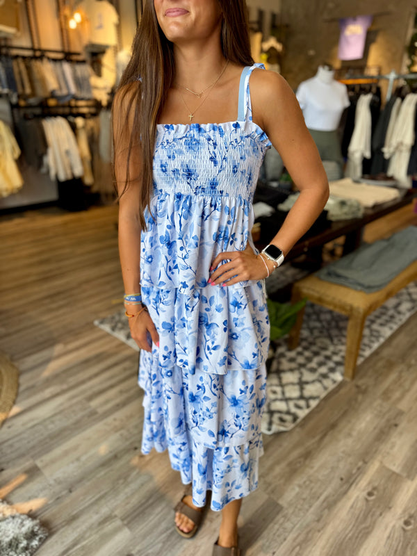 Blue tiered midi