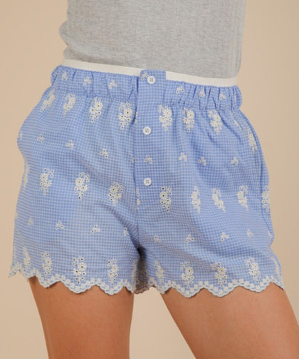 Blue eyelet shorts