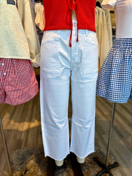 White barrel jeans