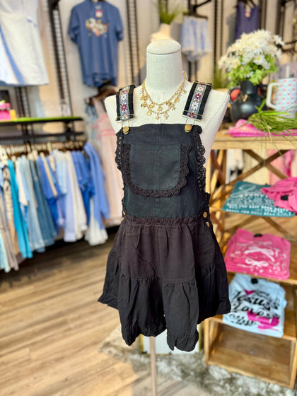 Black ruffle overall