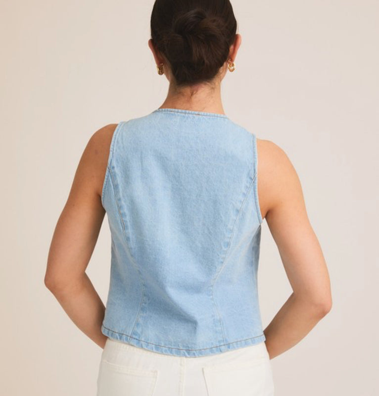 Lace denim vest