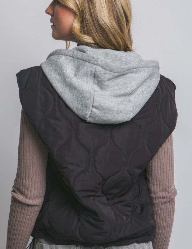Quilted hood vest