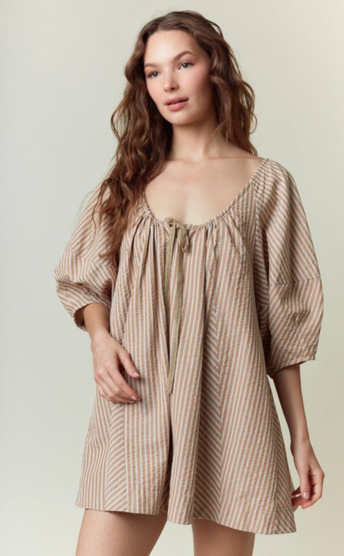 Taupe stripe romper