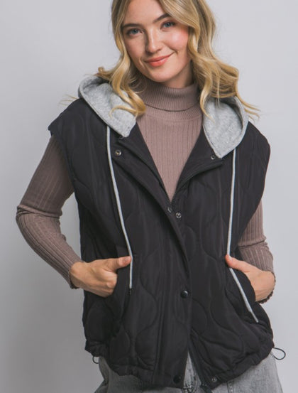 Quilted hood vest