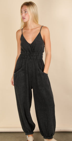 Black gauze jumpsuit