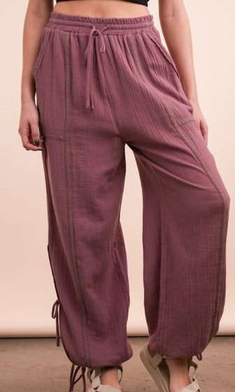 Mauve lace pants