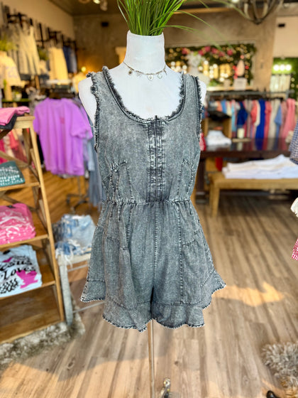 Black denim romper