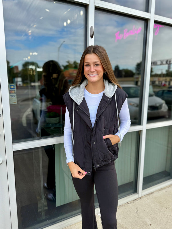 Quilted hood vest