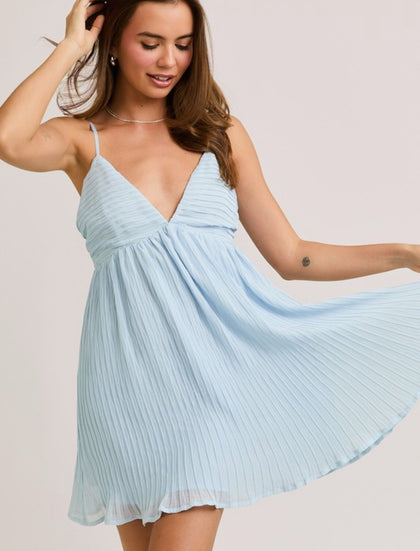 Blue pleated dress