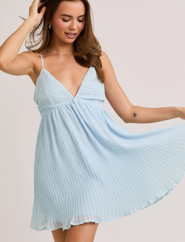 Blue pleated dress