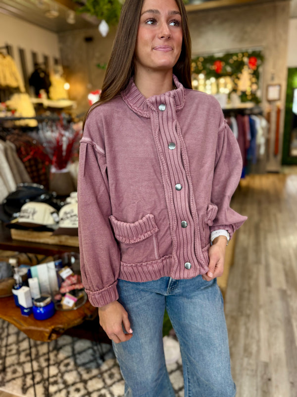 Ribbed trim cardigan