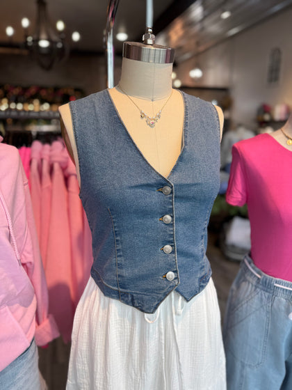 Stretch denim vest