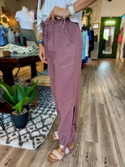 Mauve lace pants