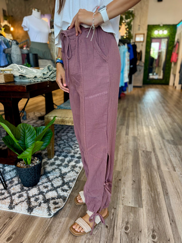 Mauve lace pants