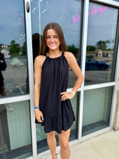 Black halter dress