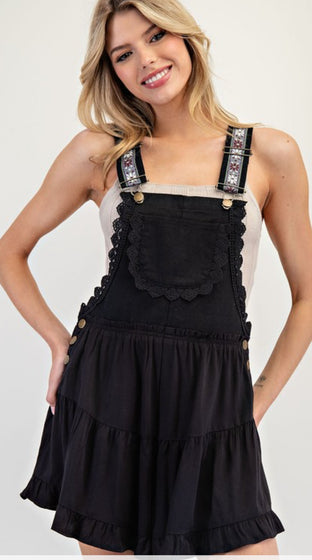 Black ruffle overall