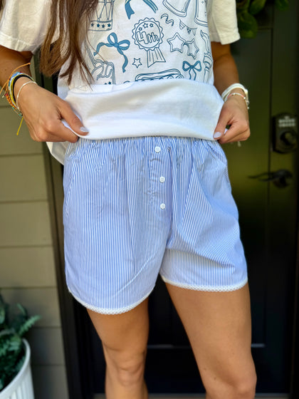 Blue boxer shorts