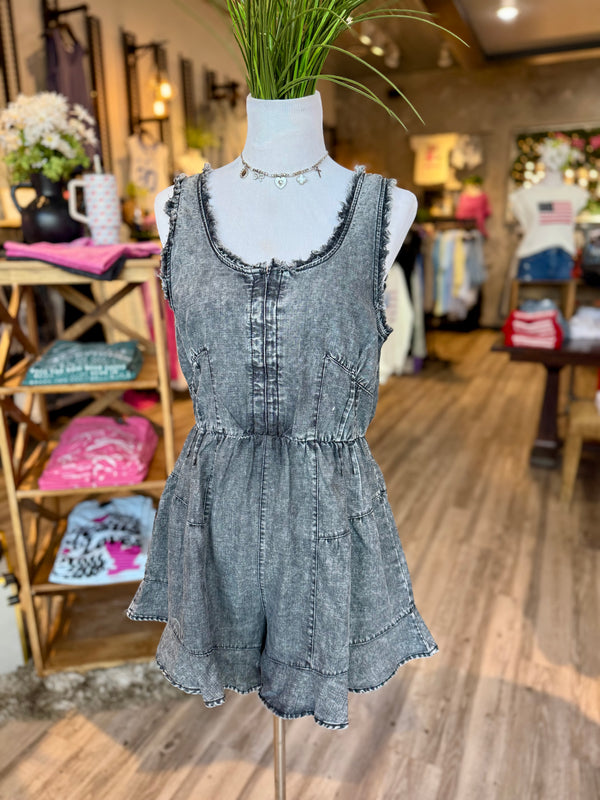 Black denim romper