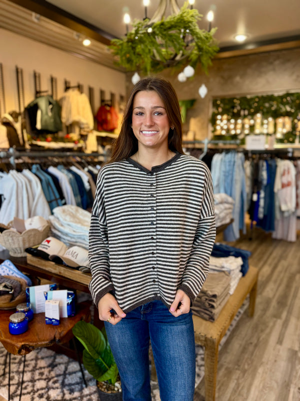 Stripe raw edge cardigan